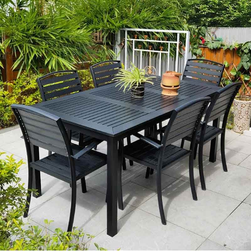 客户外桌椅庭院休闲餐桌椅组合咖啡厅室外露天阳台花园露台塑木桌椅