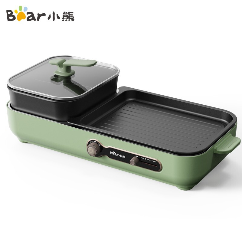 小熊(Bear)电烧烤炉烤肉锅 烤涮一体电火锅鸳鸯锅家用多功能料理锅无烟韩式电烤炉子分体式大号煎烤盘 DKL-C16C1高清大图