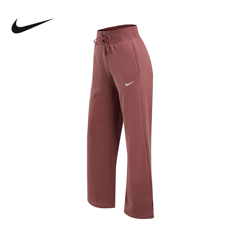 Nike耐克女子高腰加绒长裤2024冬新款宽松保阔腿运动裤DQ5616-218