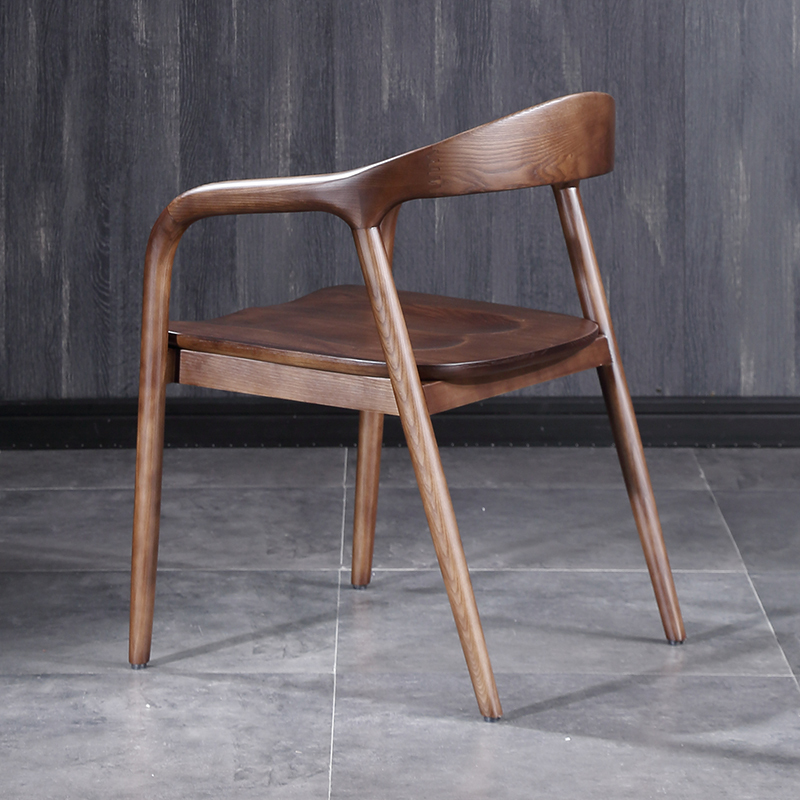 寻木匠中式椅子创意北欧实木真皮靠背简约餐椅家用书房圈椅肯尼迪总统