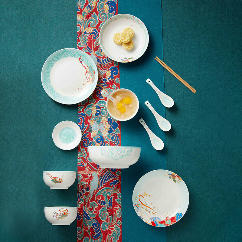共禾京品 敦煌飞天32头骨瓷餐具 ZFTWCOM240009高清大图
