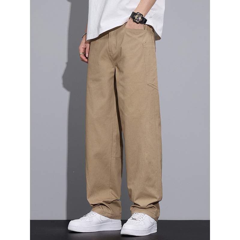 美式工装男士纯棉休闲裤男高档潮流宽松垂感阔腿帅气直筒运动长裤