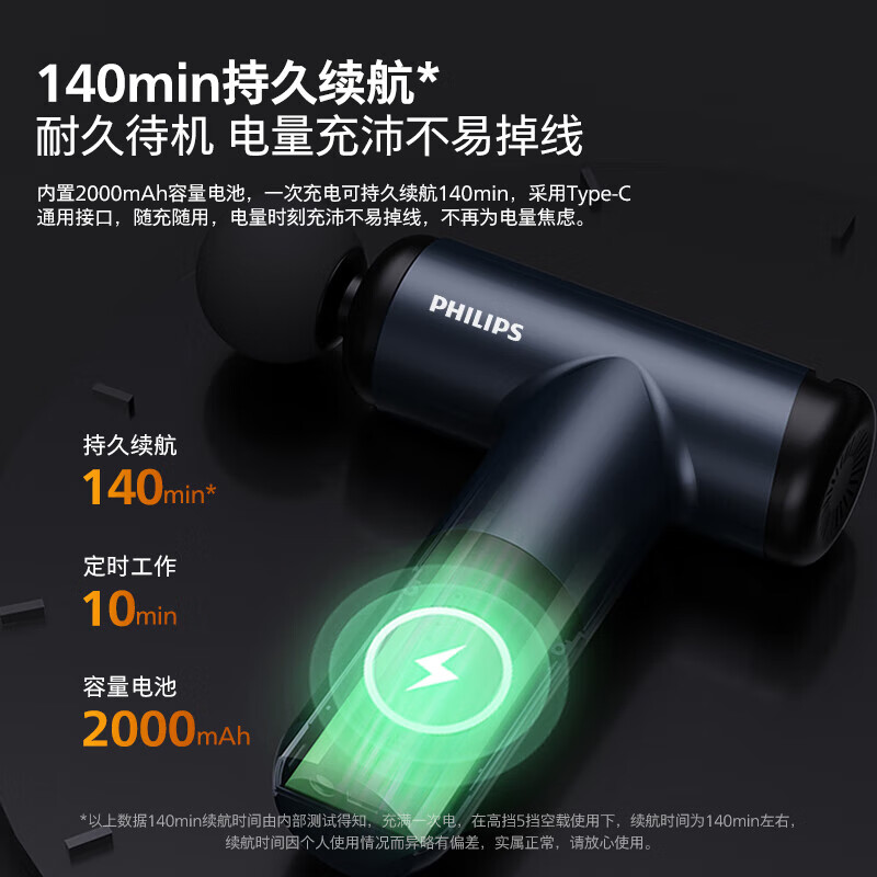飞利浦(PHILIPS)筋膜枪全身肌肉按摩器级家用健身肌肉放松仪肩颈腰椎腿颈膜枪PPM7304标配高清大图