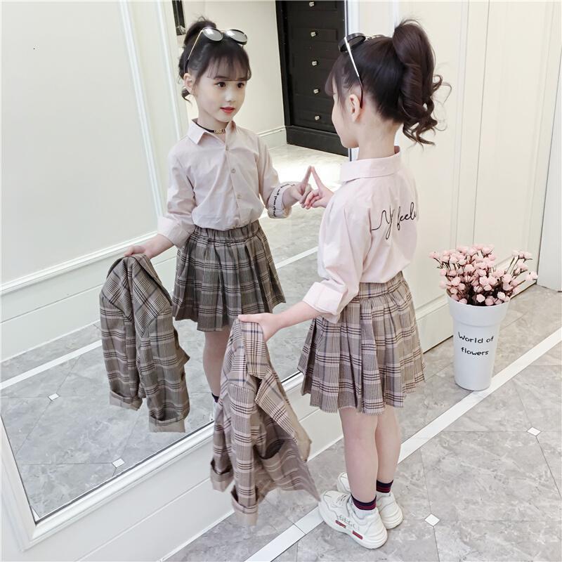 迪鲁奥(DILUAO)女童西服套装秋装新款韩版洋气儿童小西装时髦三件套时尚潮衣 西服衬衫三件套