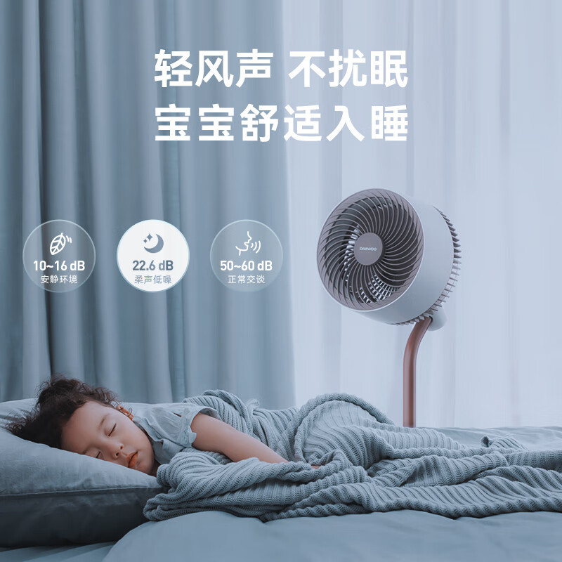 大宇(DAEWOO) 空气循环扇 电风扇落地家用大风量摇头风扇办公室直流变频轻音扇遥控落地扇 F30PRO奶糖白
