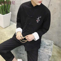 春季中国风男装青年唐装汉服套装大码民族服装休闲中式夹克两件套