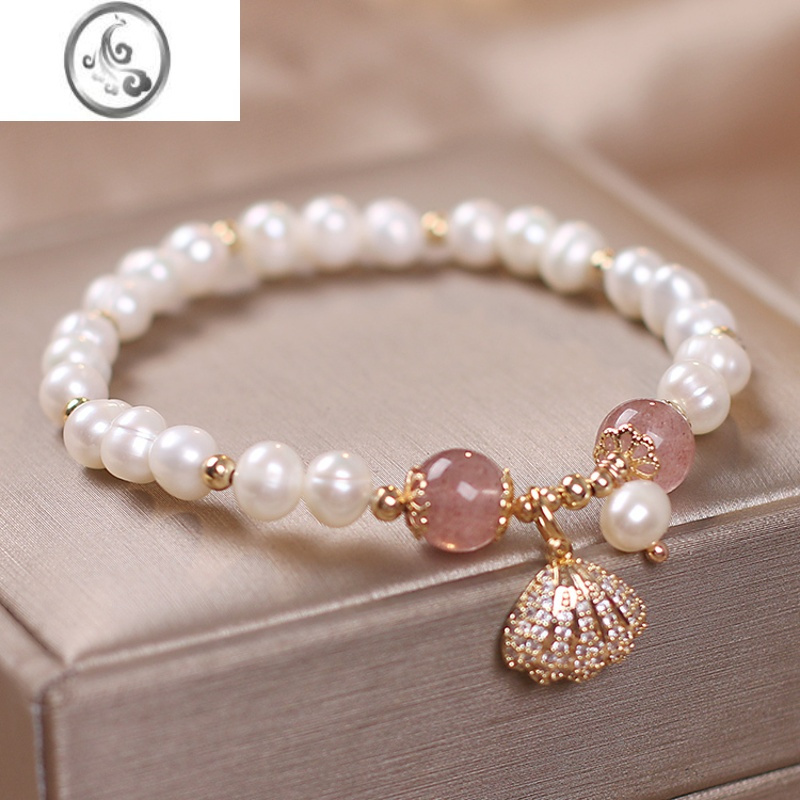 jimi贝壳淡水珍珠手链女精致学生闺蜜气质手饰ins小众设计手串闺蜜潮