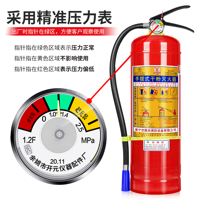 金晟安 手提式干粉灭火器 4KG车用家用两公斤车载手提式灭火气瓶灭水器MFZ/ABC4
