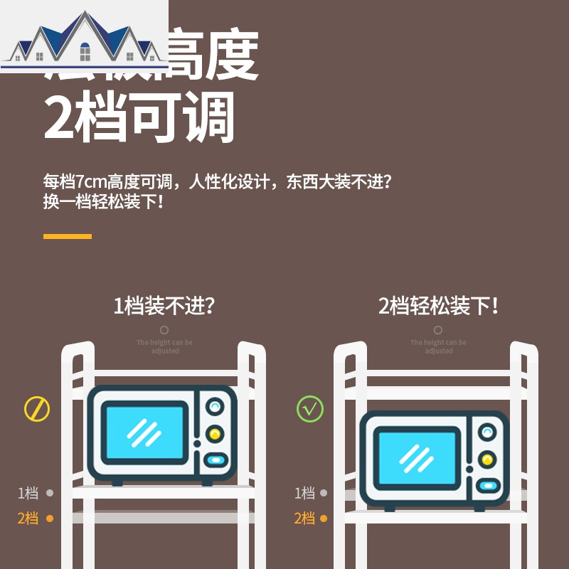 不锈钢厨房置物架落地多层收纳架微波炉架放锅烤箱调料架子 三维工匠高清大图