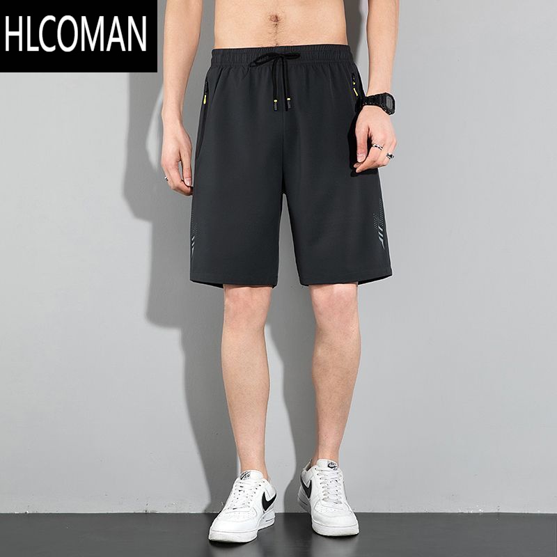 HLCOMAN男士夏季速干裤休闲五分裤冰丝高弹力短裤男肥佬裤加大码运动中裤高清大图
