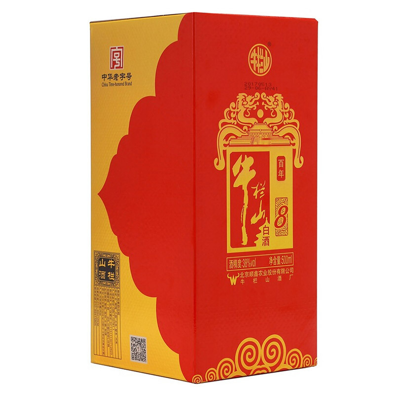 牛栏山 百年红8 38度 500ml*6瓶 浓香型白酒 整箱装
