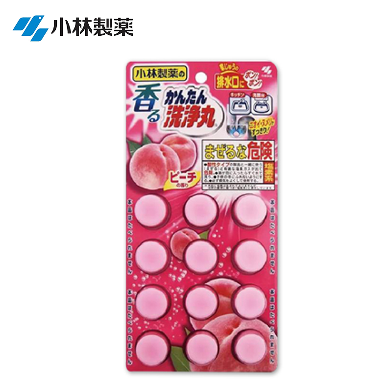 [临期清理,介意勿拍]KOBAYASHI小林制药 清洁洗净丸管道疏通剂 下水道马桶除菌消臭 蜜桃味 12片 固体高清大图