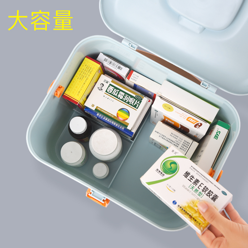 北欧双层药箱家用医药箱大号药收纳箱家庭急救箱便携箱收纳盒