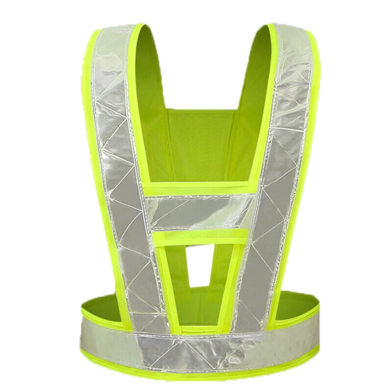 鸣固 反光背心防汛马甲反光衣反光背带跑步背心交通骑行马甲汽车安全警示马甲环卫 V字型反光背带荧光黄高清大图