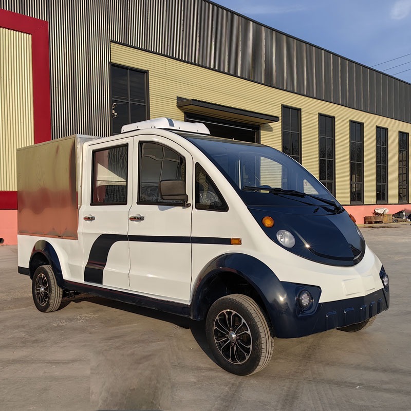 果途厢式电动货车四轮观光车校园物业保安巡逻车载货箱货运输车高清大图