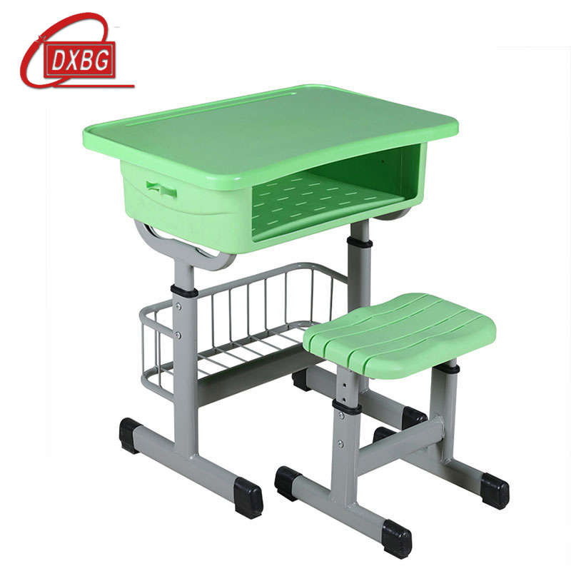 DXBG中小学生培训补习班学习桌学校写字桌套管升降塑钢课桌椅 带篮套管方凳绿色