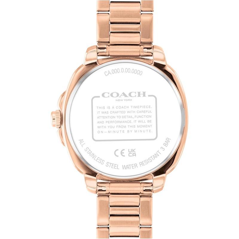 COACH/蔻驰女士玫瑰金不锈钢链带石英时尚多功能商务腕表礼物