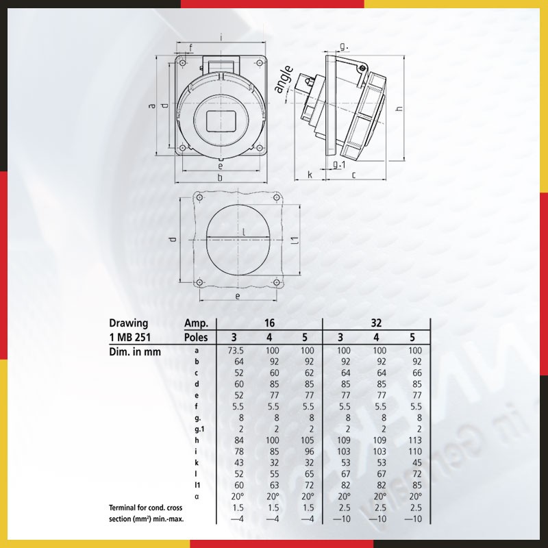 3M 曼奈柯斯 工业插座 连接器 三相电大功率航空插座 3芯 16A 230V 防水防尘工业插头插座 货号1475高清大图