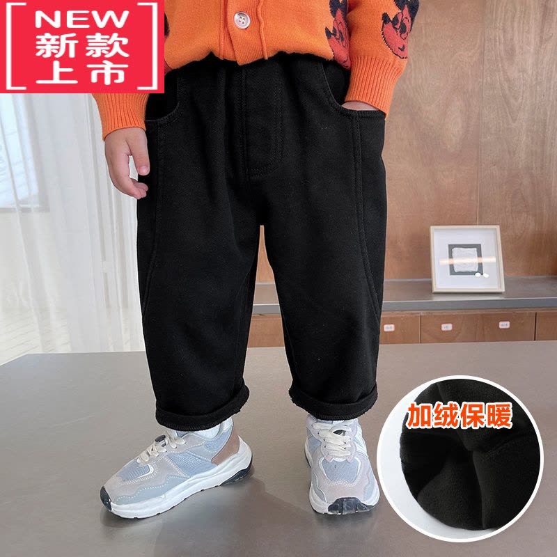 可莉允男童加绒工装裤子冬装秋冬款婴儿童装宝宝洋气小童保暖长裤保暖裤图片