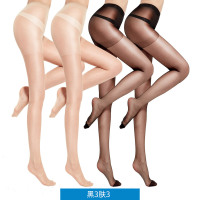 浪莎黑丝袜女薄款黑色防勾丝夏天菠萝肉色光腿神器超薄春秋连裤袜 均码 肤3黑3