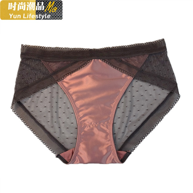 YUNWUXIN蕾丝内裤女中腰包臀女士内裤性感镂空透明黑色蕾丝三角裤诱惑内裤