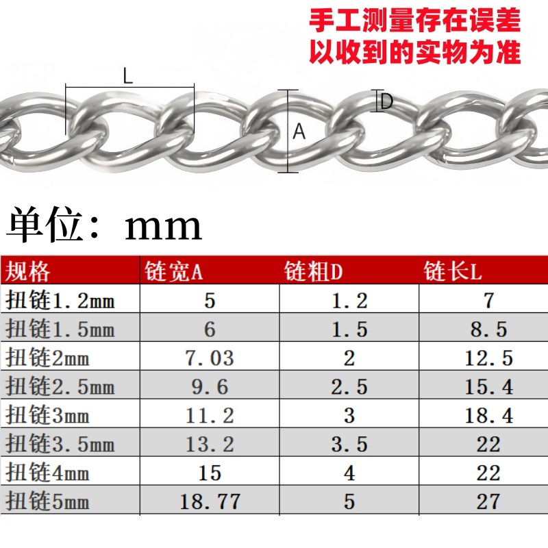 冰将 304不锈钢无缝扭链链条 米高清大图