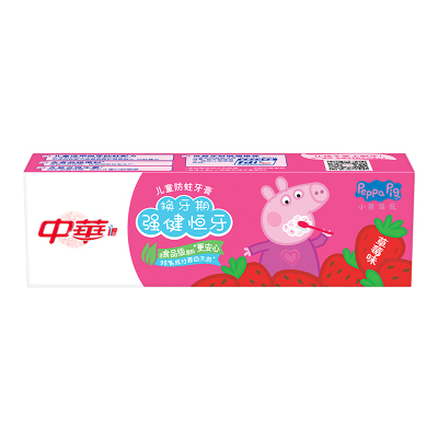 中华儿童防蛀牙膏小猪佩奇草莓味 换牙期强健恒牙60g