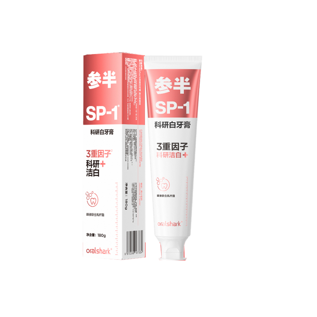 参半oralshark高山茉莉味科研白牙膏--180g