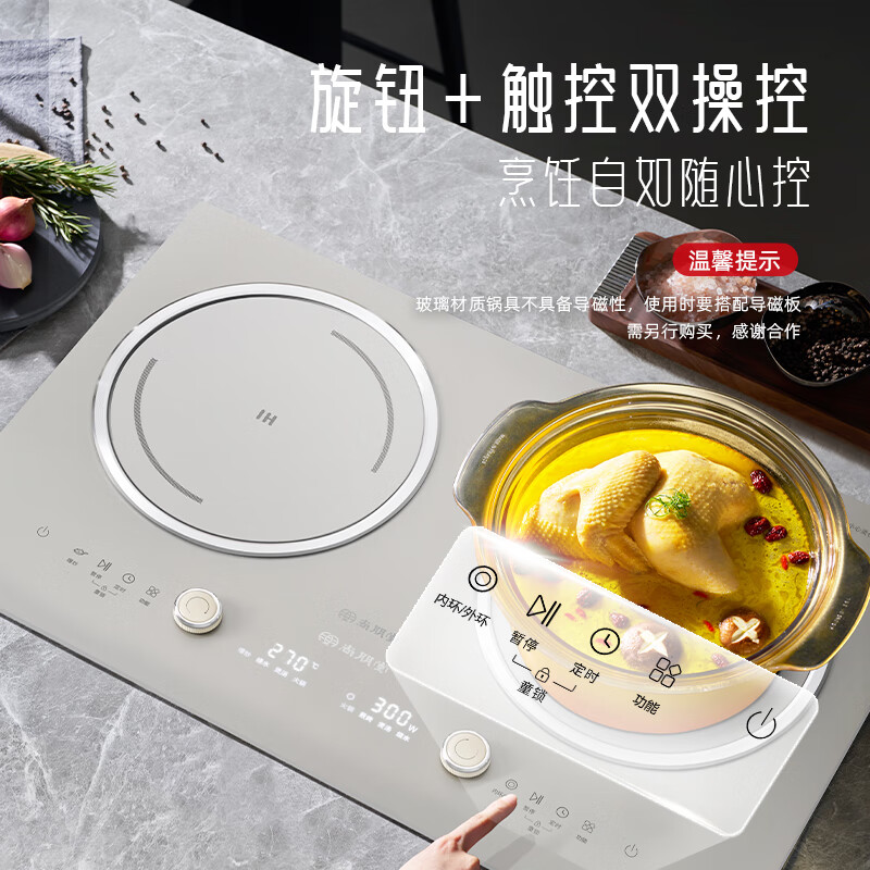尚朋堂(SUNPENTOWN)双灶电磁炉左电右陶SC-35S04T高清大图