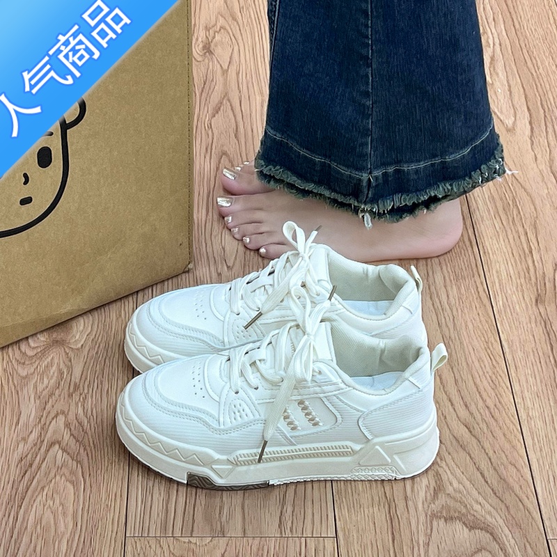 SUNTEK小香风小白鞋女2023年新款春秋厚底百搭鞋子帆布鞋老爹运动鞋高清大图