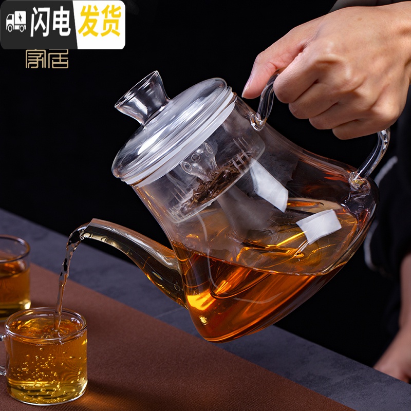 三维工匠加厚大容量玻璃煮茶器蒸茶壶蒸汽套装烧水壶电陶炉全自动家用 PH0234黄把蒸茶壶茶具高清大图
