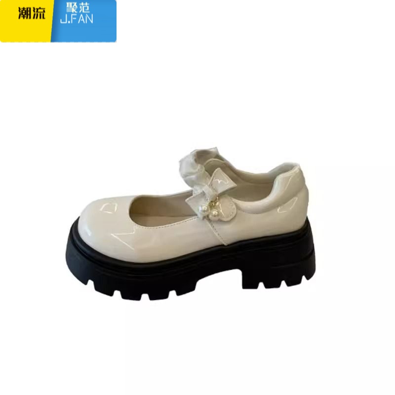 聚范配裙子法式玛丽珍小皮鞋女厚底2024夏季新款增高jk鞋单鞋中跟珍珠高清大图