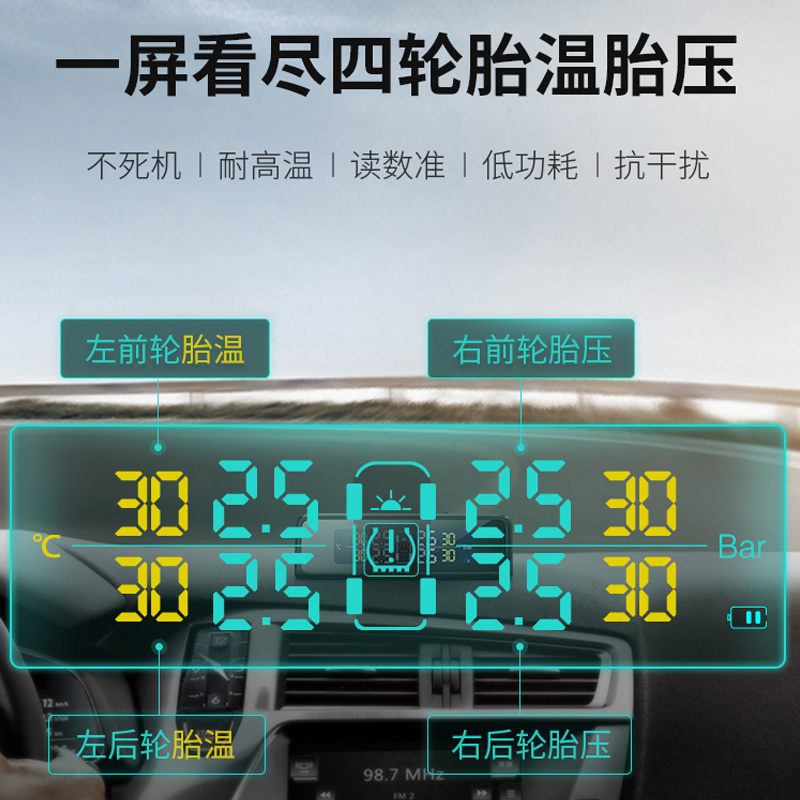 360胎压监测仪Plus太阳能充电汽车无线胎压检测高精度耐高低温+360车充