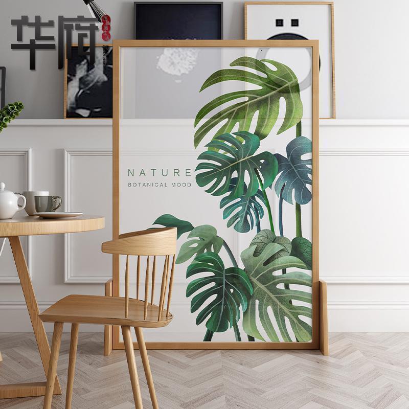 屏风隔断客厅卧室遮挡布艺玄关简约现代移动实木北欧风格座屏家用高清大图