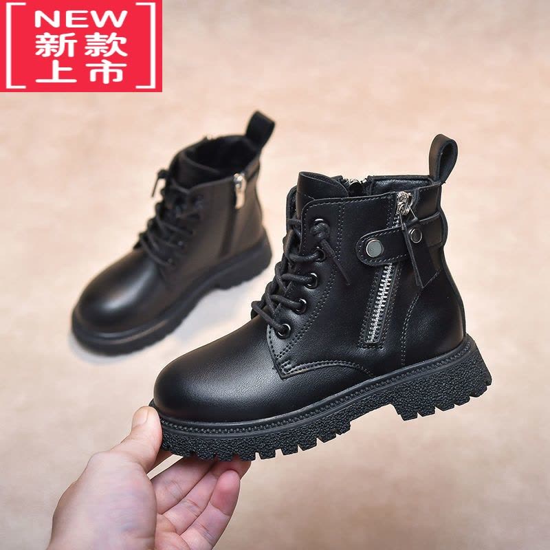 可莉允女童马丁靴2022新款皮靴加绒童鞋儿童靴子宝宝短靴小女孩鞋子图片