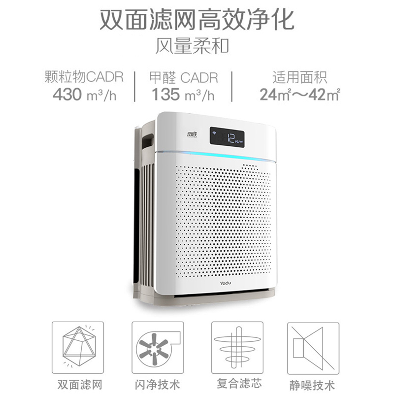 亚都(YADU) 空气净化器 KJ400G-P3D 除甲醛PM2.5双滤芯