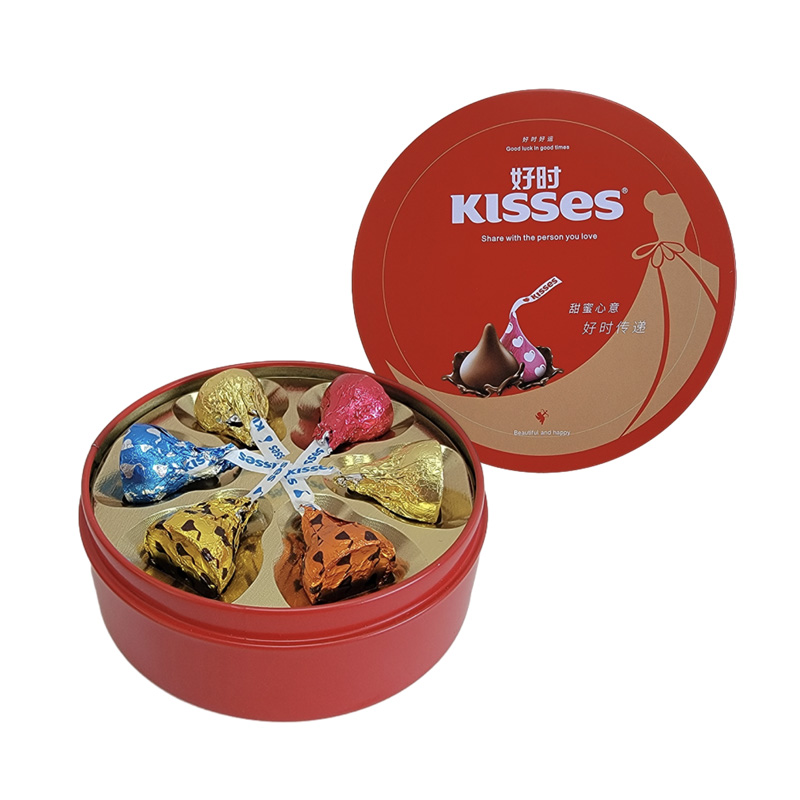 好时之吻kisses牛奶巧克力6粒10粒16粒圆形铁盒结婚喜糖礼盒装 6粒盒装 好时