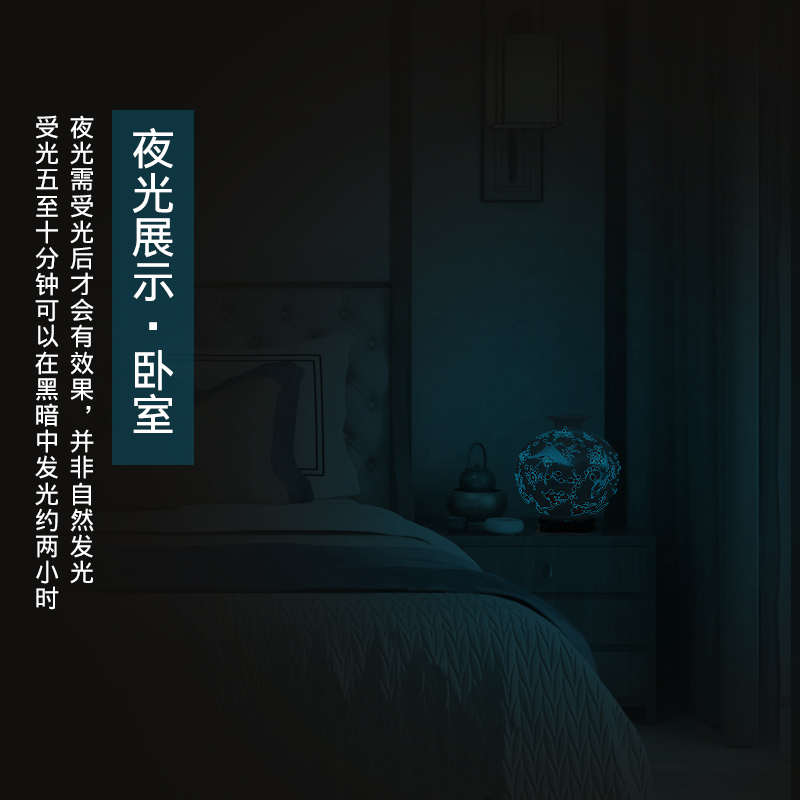 创意现代客厅摆件景德镇陶瓷器石榴瓶花瓶电视柜餐厅插花小工艺品 三维工匠 青花山水石榴瓶+木底座高清大图