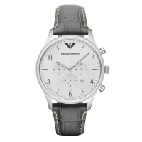 阿玛尼(EMPORIO ARMANI)男士手表欧美商务正装时尚防水真皮革电子表 石英表 男表 新款AR1861