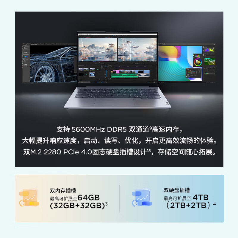 ThinkPad联想ThinkBook 14 2024 AI全能本 英特尔酷睿Ultra7 155H 14英寸轻薄办公笔记本电脑(32G 2T 2.8K 120Hz)