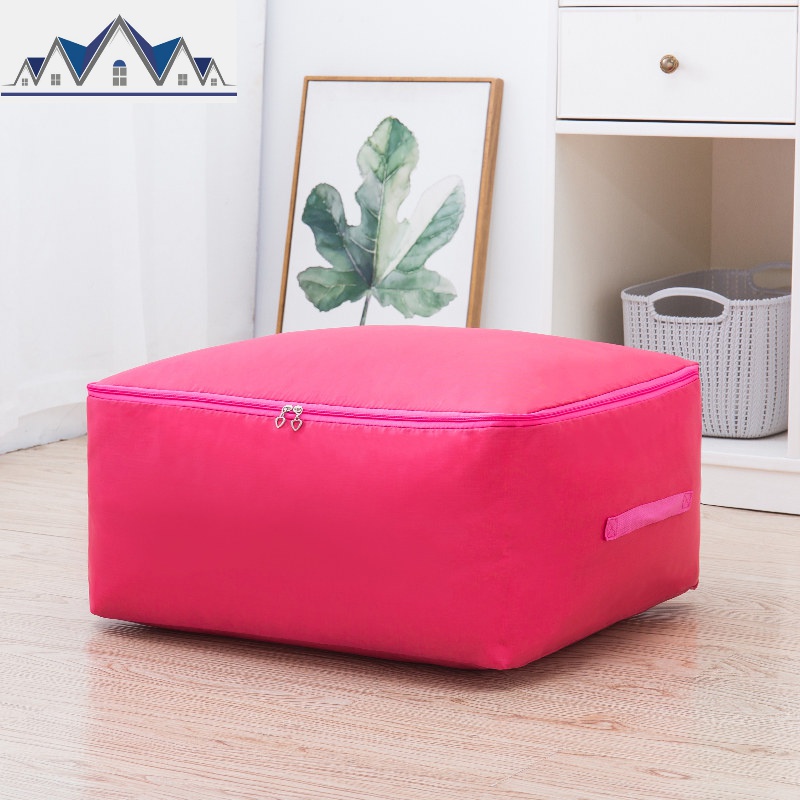牛津布棉被子收纳袋超大防潮整理袋搬家收纳装衣服行李打包袋 三维工匠收纳箱 玫红色超大号（70*50*30）