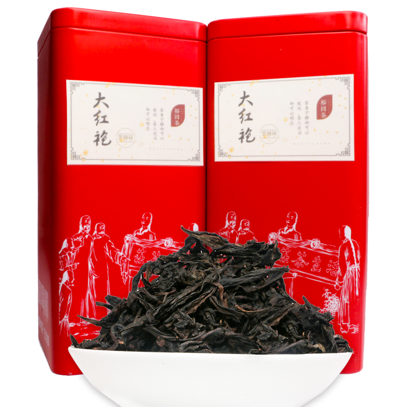 裕园茶 武夷岩茶大红袍茶叶 乌龙茶罐装125g*2盒