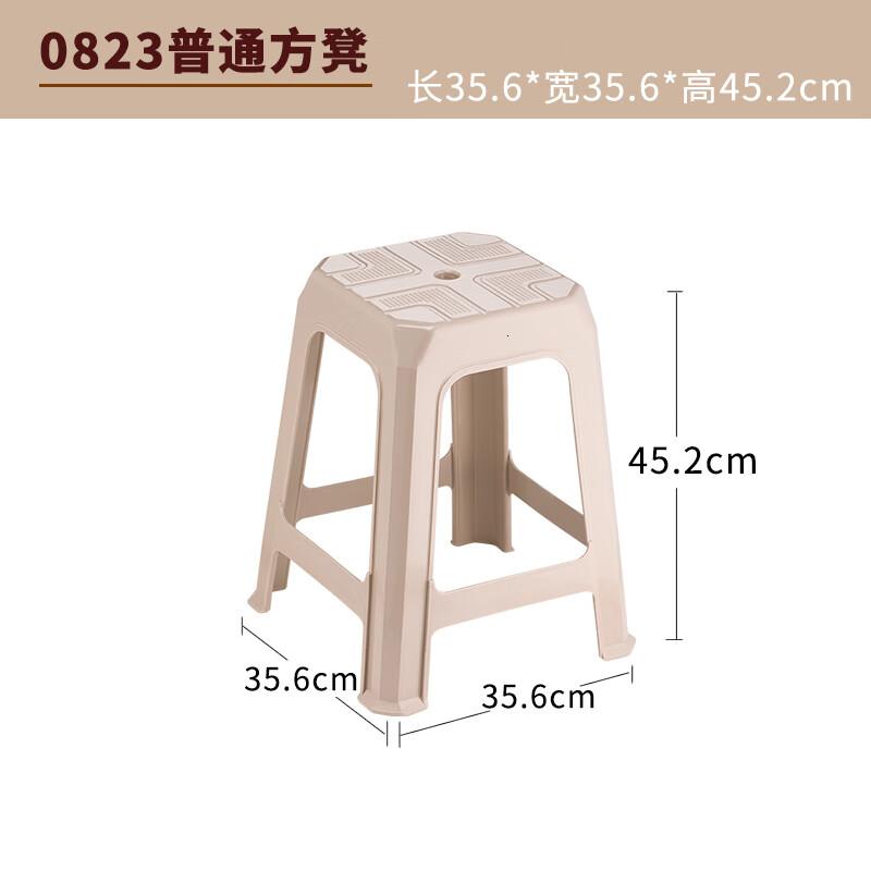茶花(CHAHUA)塑料凳子家用加厚防滑耐磨餐椅休闲板凳方凳大号换鞋凳子4只 咖色高清大图