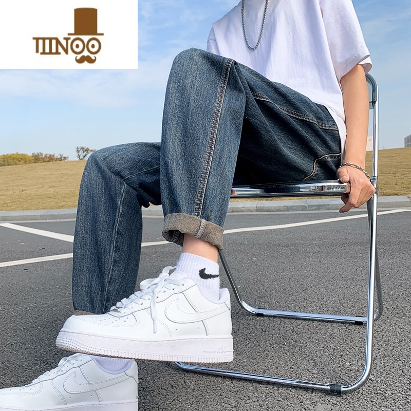 YANXU牛仔裤男宽松直筒裤潮流韩版休闲裤男士修身潮牌冬季长裤子高清大图