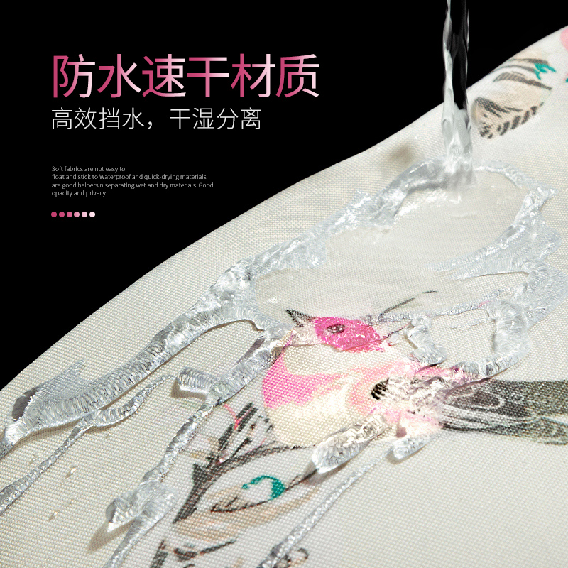 加厚涤纶防水防霉浴帘布卫生间窗帘隔断帘子浴室淋浴挂帘帘 1.5米宽*1.8米高（吉祥富贵鸟） 默认尺寸