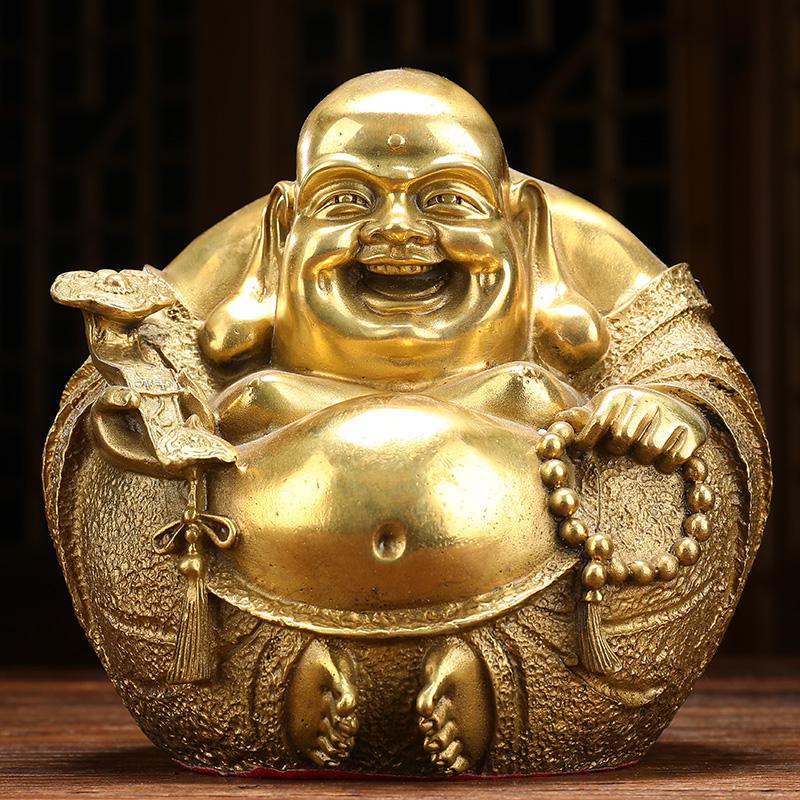 美帮汇铜弥勒佛摆件客厅玄关电视机柜家居装饰品乔迁送人礼品高清大图
