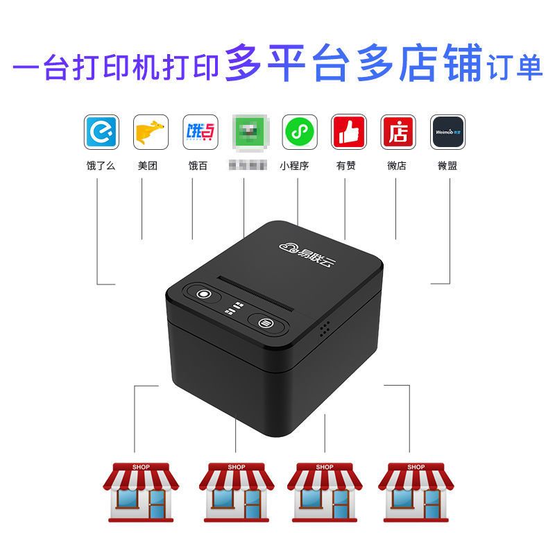 外卖打印机自动接单神器饿了么美团点餐Wifi4G云打印小票机|K6[WIFI+网口+AI语音]黑