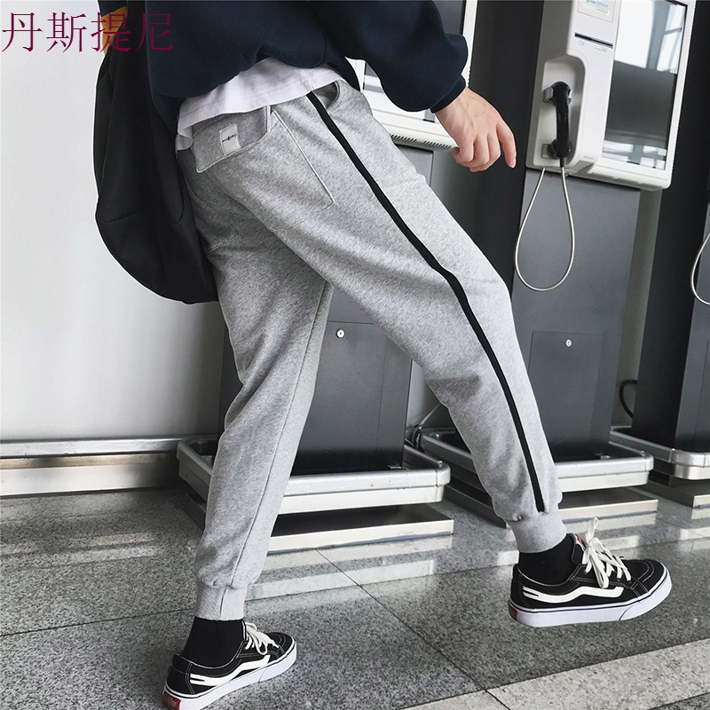 2018男士休闲裤秋季薄款学生潮流超火的九分裤宽松男生潮牌运动裤