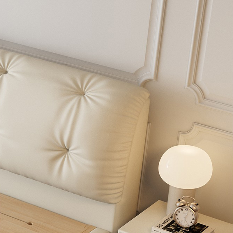 轻奢奶油风真皮床现代简约主卧室双人床轻奢高端大气软包储物婚床高清大图