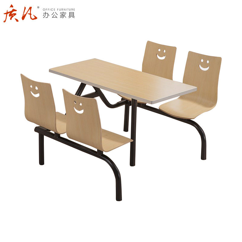 质凡员工食堂餐桌椅肯德基连体桌椅小吃奶茶店麦当劳快餐桌高清大图